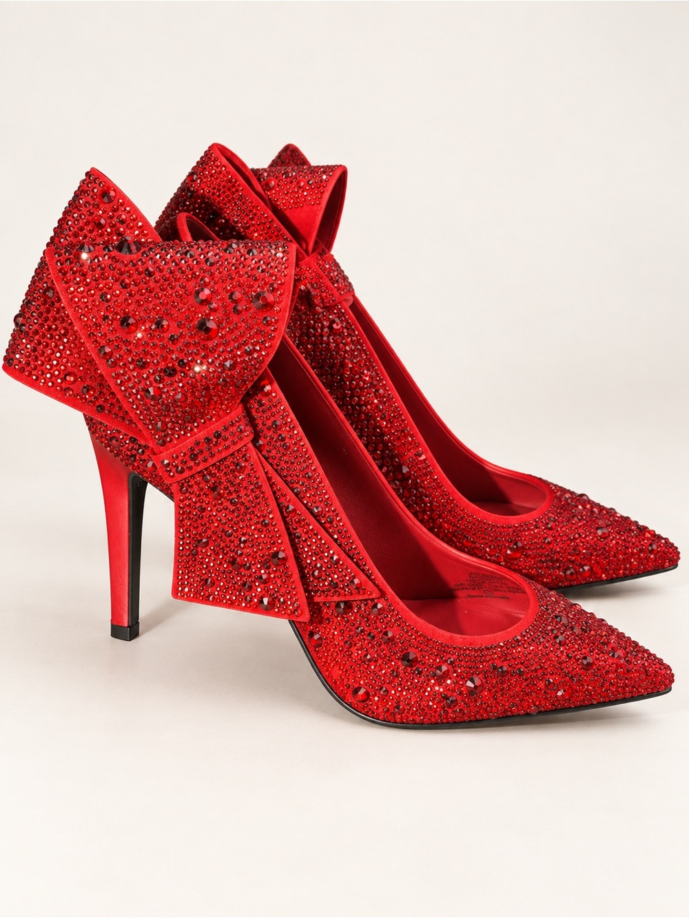 INC International Concepts Red Crystal Bow Pointed-Toe Stiletto Pumps